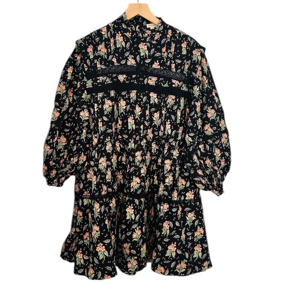ANTHROPOLOGIE Pilcro Black & Pink Floral Swing Dress – Medium - Picture 5 of 12